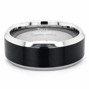 TUNGSTEN BLACK PL FLAT/BRUSH/BEVEL CF BAND - 8MM <br/>14446