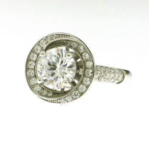 925 CZ PAVE HALO DRESS RING - 15MM <br/>14682