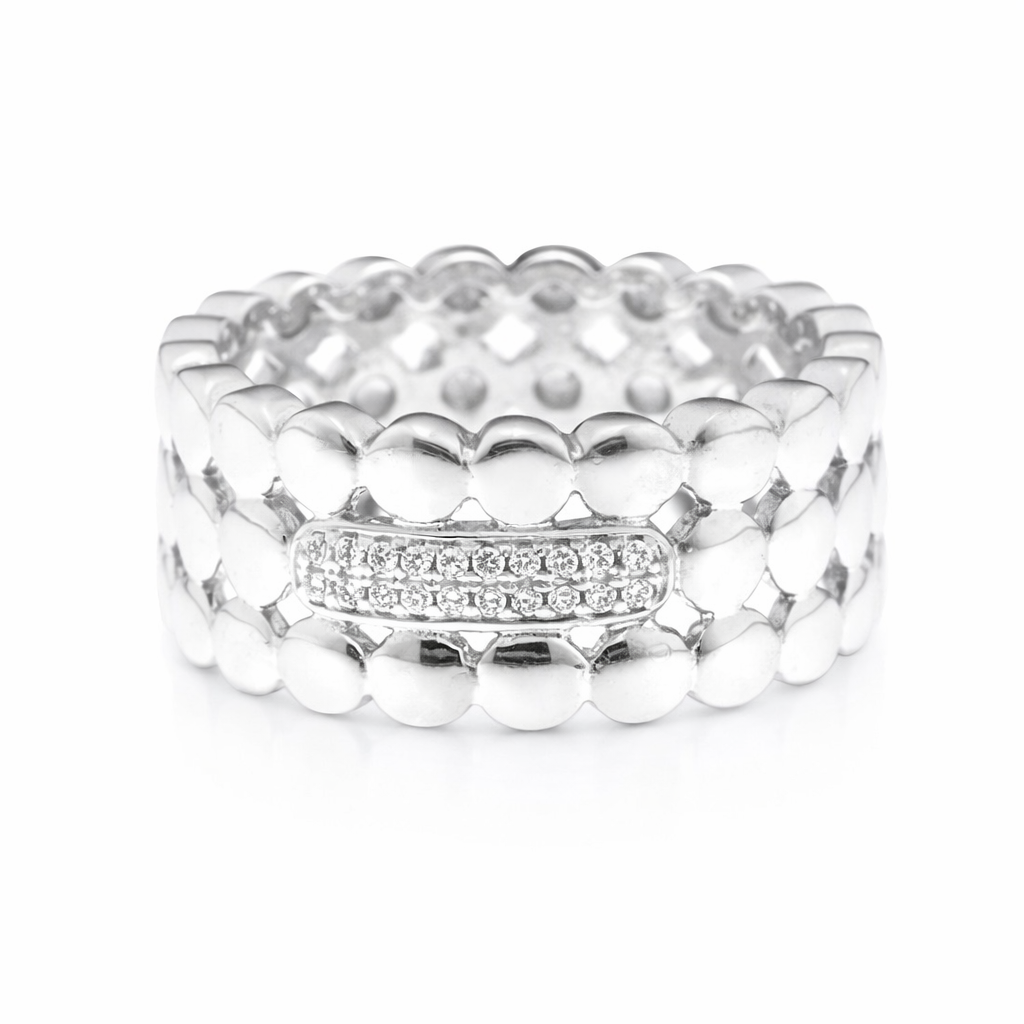 925 RH PL CZ PAVE BUBBLES TRIP BAND - 10MM <br/>14804