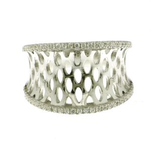 925 RH PLATED OVAL MESH RING - 13MM <br/>14857