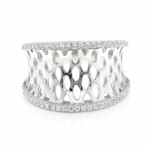 925 RH PLATED OVAL MESH RING - 13MM <br/>14857