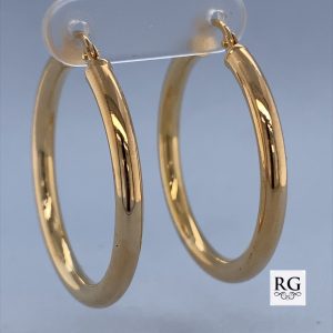 9CT YG HOL RND TUBE HINGE HOOPS - 30X3 - 1.8g <br/>1500