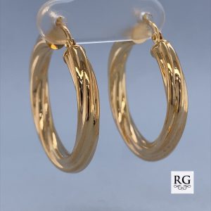 9CT YG HOL TWISTED TUBE HINGE HOOPS - 27X4 - 2.05g <br/>1506