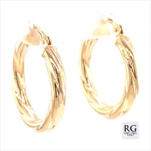9CT YG HOL TWISTED TUBE HINGE HOOPS - 22X3 - 1.18g <br/>1507