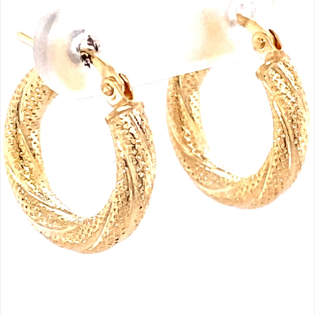 9CT YG HOL TWISTED MESH TUBE HOOPS - 16X3 - 0.9g <br/>1510 - Image 2