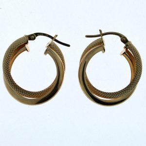 9CT YG PLAIN+MESH DBL TUBE HOOPS - 22X6 - 1.6g <br/>1527