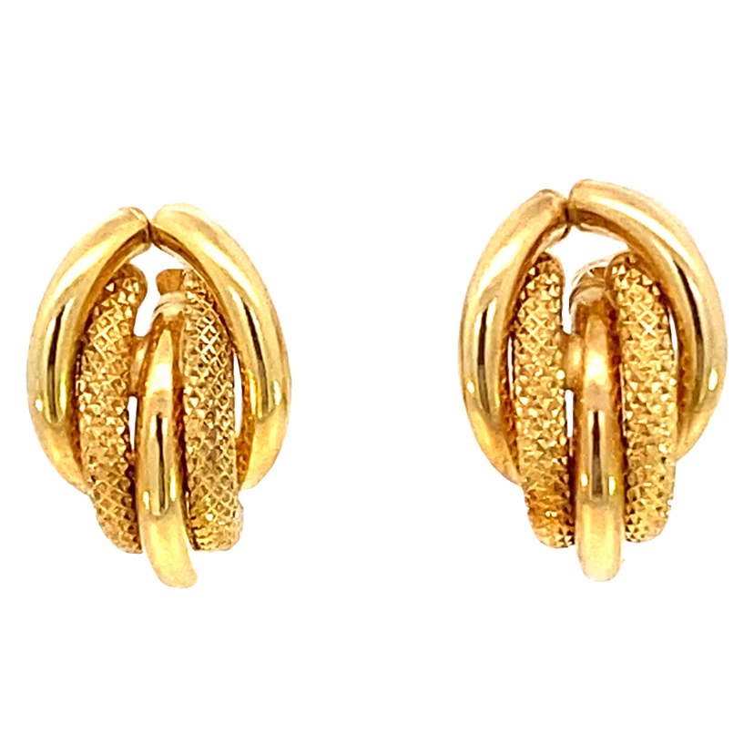 9CT YG PLAIN+MESH 5 TUBE EARRINGS - 16X10 - 1.5g <br/>1530