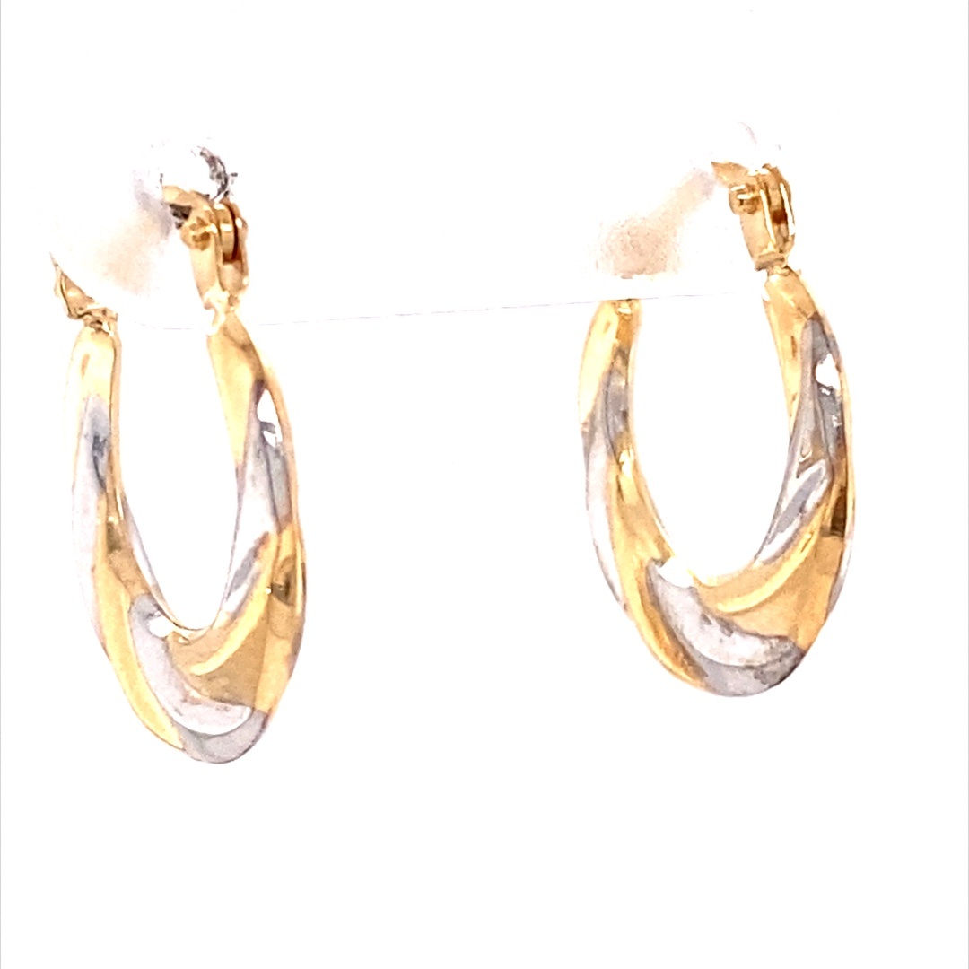 9CT Y+WG SWIRL EFFECT CREOLE HOOPS - 16X2 - 0.45g <br/>1542YW - Image 2