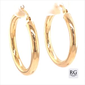 9CT YG HOLLOW RND TUBE HINGE HOOPS - 26X3 - 1.4g <br/>1549