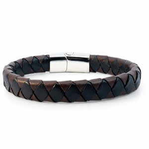S/STEEL BROWN LEATHER BRACELET  <br/>15502.22
