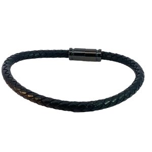 S/STEEL BLACK BARREL+LEATHER BRACELET <br/>15509.22