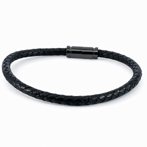 S/STEEL BLACK BARREL+LEATHER BRACELET <br/>15509.22