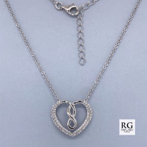 925 CZ PAVE OPEN CUT INFINITY HEART ANCHOR CHAIN <br/>15515.45