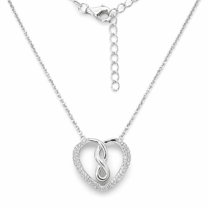 925 CZ PAVE OPEN CUT INFINITY HEART ANCHOR CHAIN <br/>15515.45