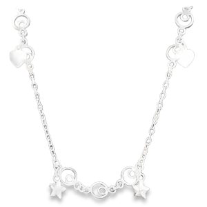 925 HEARTS+STARS ON CIRCLES ANCHOR ANKLET - 5.3g <br/>15516.26