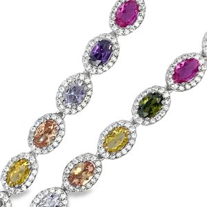 925 OVAL MULTI COLOR CZ PAVE TENNIS BRAC 7MM 12.2g <br/>15524.19+2