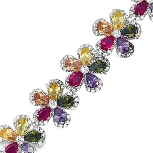 925 TDROP MULTI COLOR CZ PAVE FLOWER BRAC 14MM 16g <br/>15526.18+2