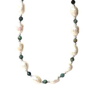 925 AFRICAN TURQ+WH RICE PEARL CHAIN - 6MM <br/>15544.42+5