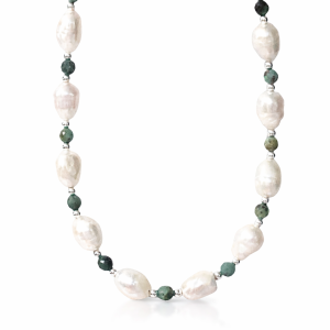 925 AFRICAN TURQ+WH RICE PEARL CHAIN - 6MM <br/>15544.42+5