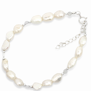 925 MOONSTONE+WH RICE PEARL BRACELET - 6MM <br/>15549.17+3