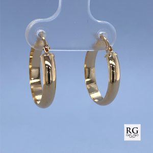9CT YG HOLLOW D-SHAPE HINGE HOOPS - 19X3 - 1.27g <br/>1555