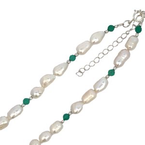 925 GREEN ONYX+WH RICE PEARL CHAIN - 6MM <br/>15550.42+5