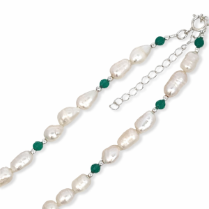 925 GREEN ONYX+WH RICE PEARL CHAIN - 6MM <br/>15550.42+5