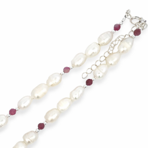 925 PINK TOURMALINE+WH RICE PEARL CHAIN - 6MM <br/>15551.42+5