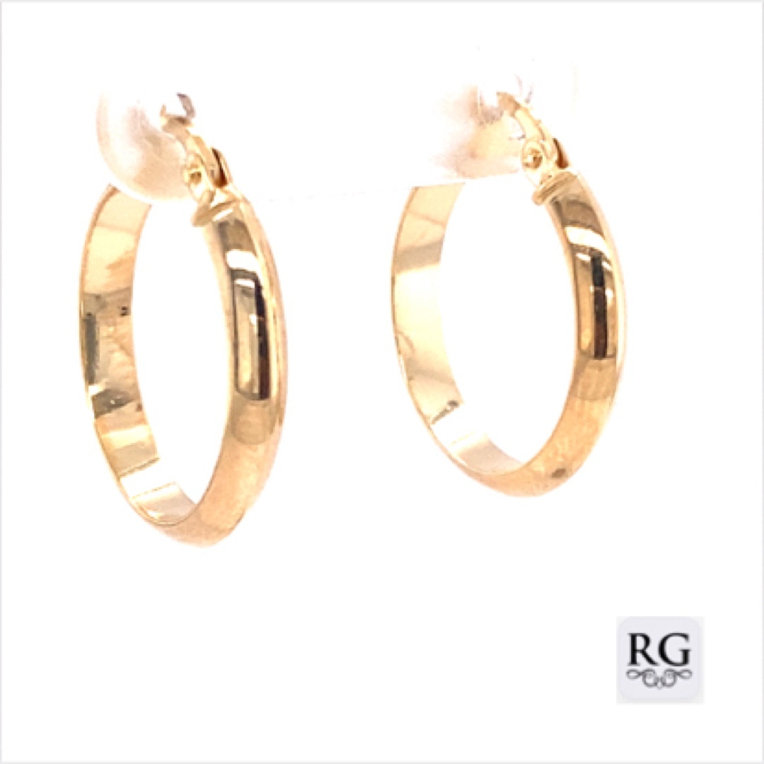 9CT YG HOLLOW D-SHAPE HINGE HOOPS - 19X3 - 1.14g <br/>1556 - Image 2