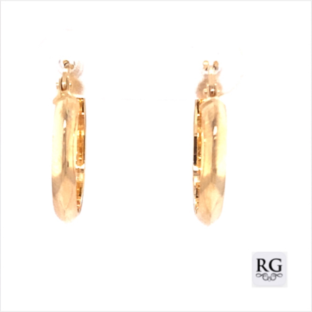9CT YG HOLLOW D-SHAPE HINGE HOOPS - 19X3 - 1.14g <br/>1556 - Image 3