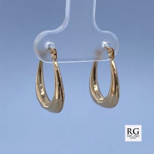 9CT YG TEXTURED OVAL CREOLE HOOPS - 17X2.6 - 0.7g <br/>1557