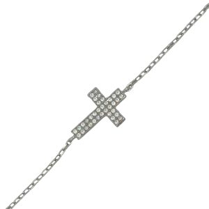 925 CZ PAVE DBL ROW CROSS ANCHOR BRAC - 17X10+1.3