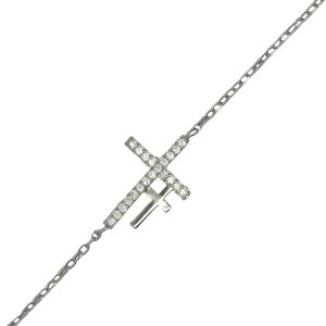 925 DBL CZ PAVE+PLAIN CROSS ANCHOR BRAC 20X12 1.4