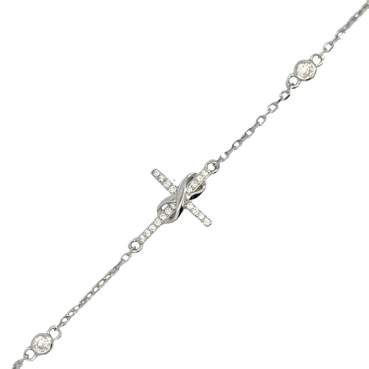 925 INFINITY CZ PAVE CROSS ANCHOR BRAC 18X12 1.57g