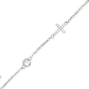 925 CZ PAVE CROSS+TUBE SET CZ ANCHOR BRAC 10X6+4