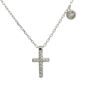 925 CZ PAVE CROSS+TUBE SET CZ ANCHOR CHAIN