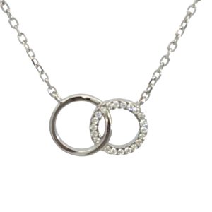 925 PLAIN+CZ PAVE DBL CIRCLES ANCHOR CHAIN 10X15