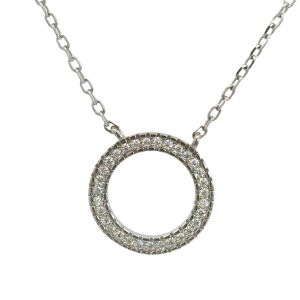 925 CZ PAVE CIRCLE OF LIFE ANCHOR CHAIN 14+1.3 2.5