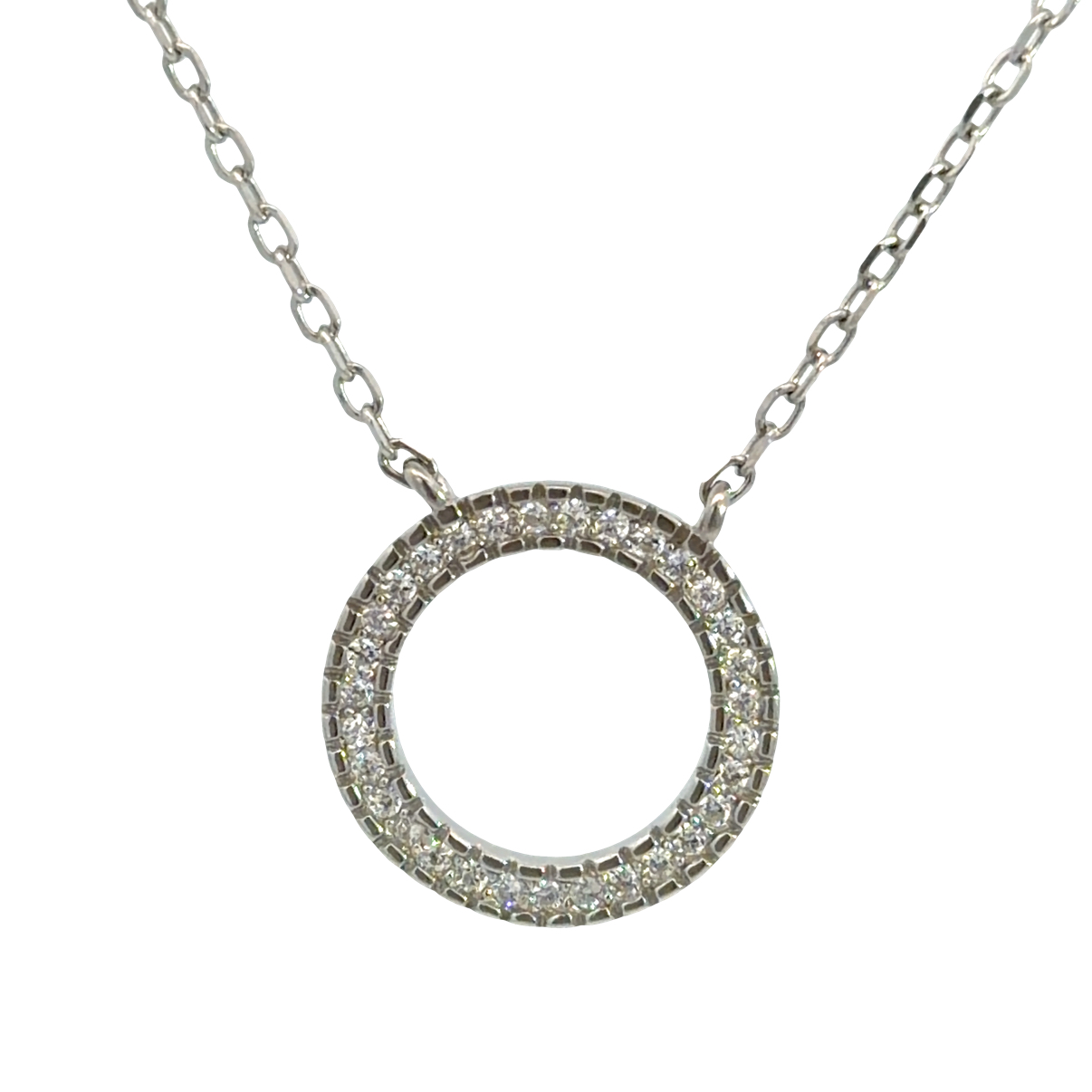 925 CZ PAVE CIRCLE OF LIFE ANCHOR CHAIN 14+1.3 2.5