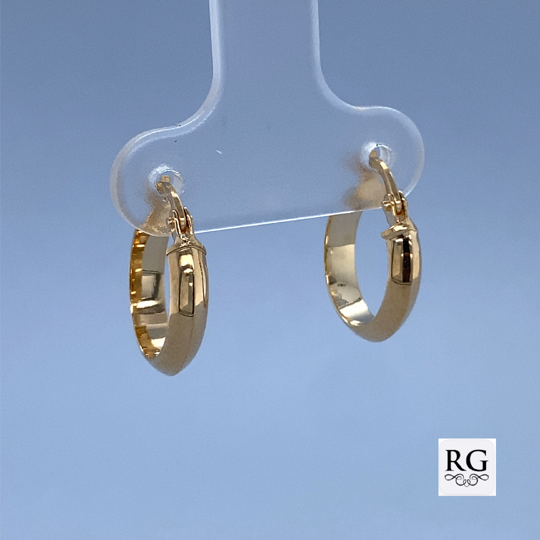 9CT YG HOLLOW D-SHAPE HINGE HOOPS - 13X3 - 0.9g <br/>1567