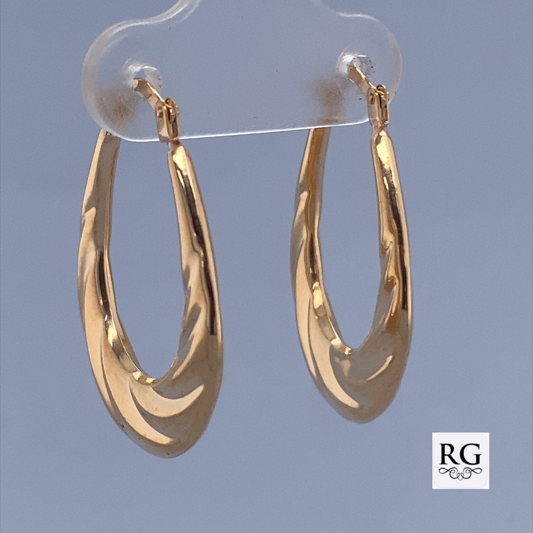 9CT YG GRADUAL T/DROP TWIST HINGE HOOPS - 26X3 1g <br/>1568