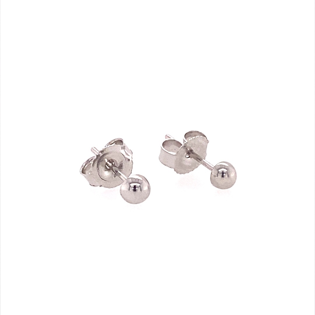 9CT WG HOLLOW HALF BALL STUDS - 3MM - 0.43g <br/>1571W