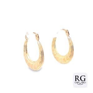 9CT YG HOL MILLGR ETCHED CREOLE HOOP - 18X2 - 0.6g <br/>1584
