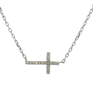 925 CZ PAVE CROSS ON ANCHOR CHAIN - 17X10+1.3 2g
