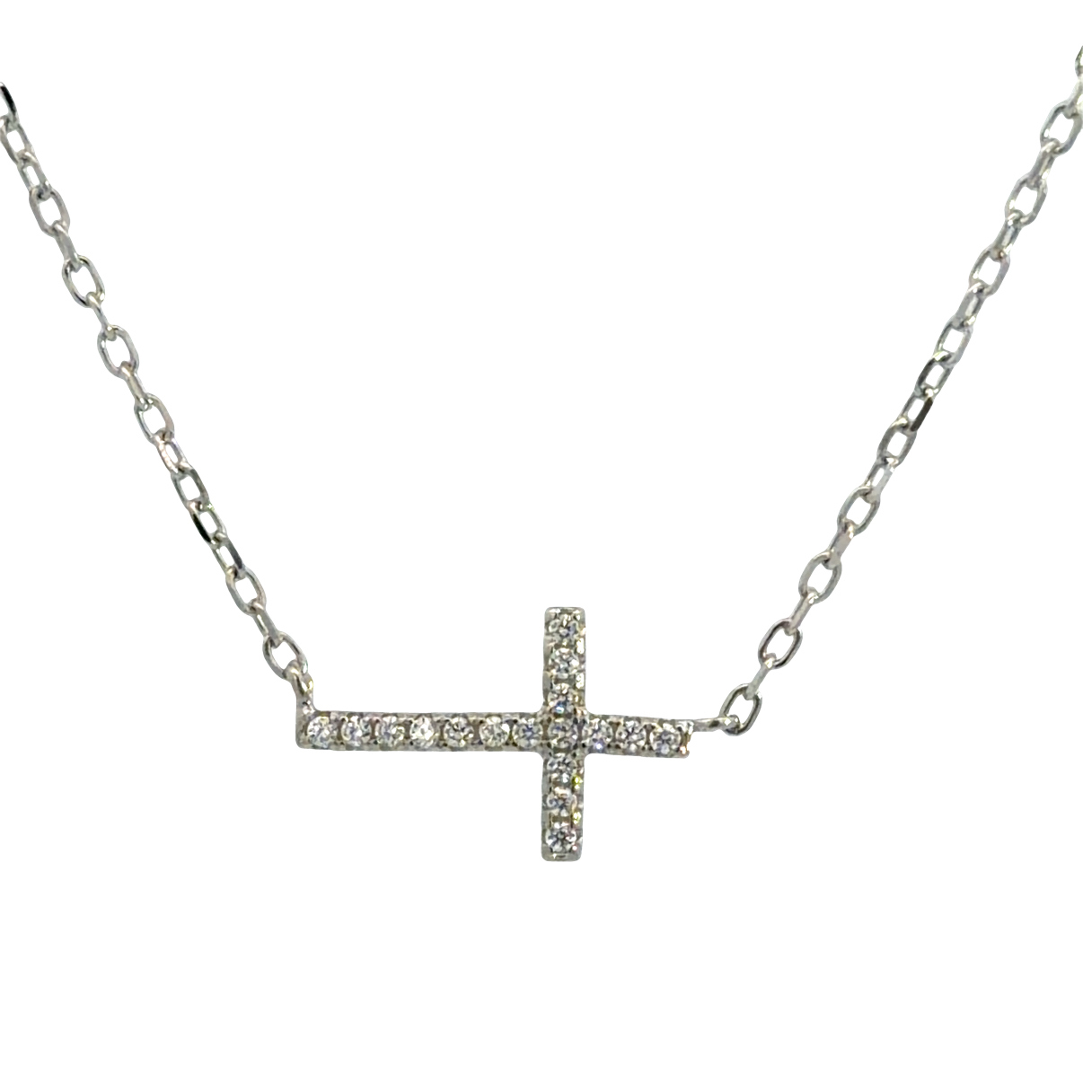 925 CZ PAVE CROSS ON ANCHOR CHAIN - 17X10+1.3 2g