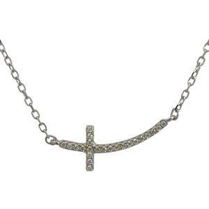 925 CURVE CZ PAVE CROSS ON ANCHOR CHAIN 23X8 2.1g
