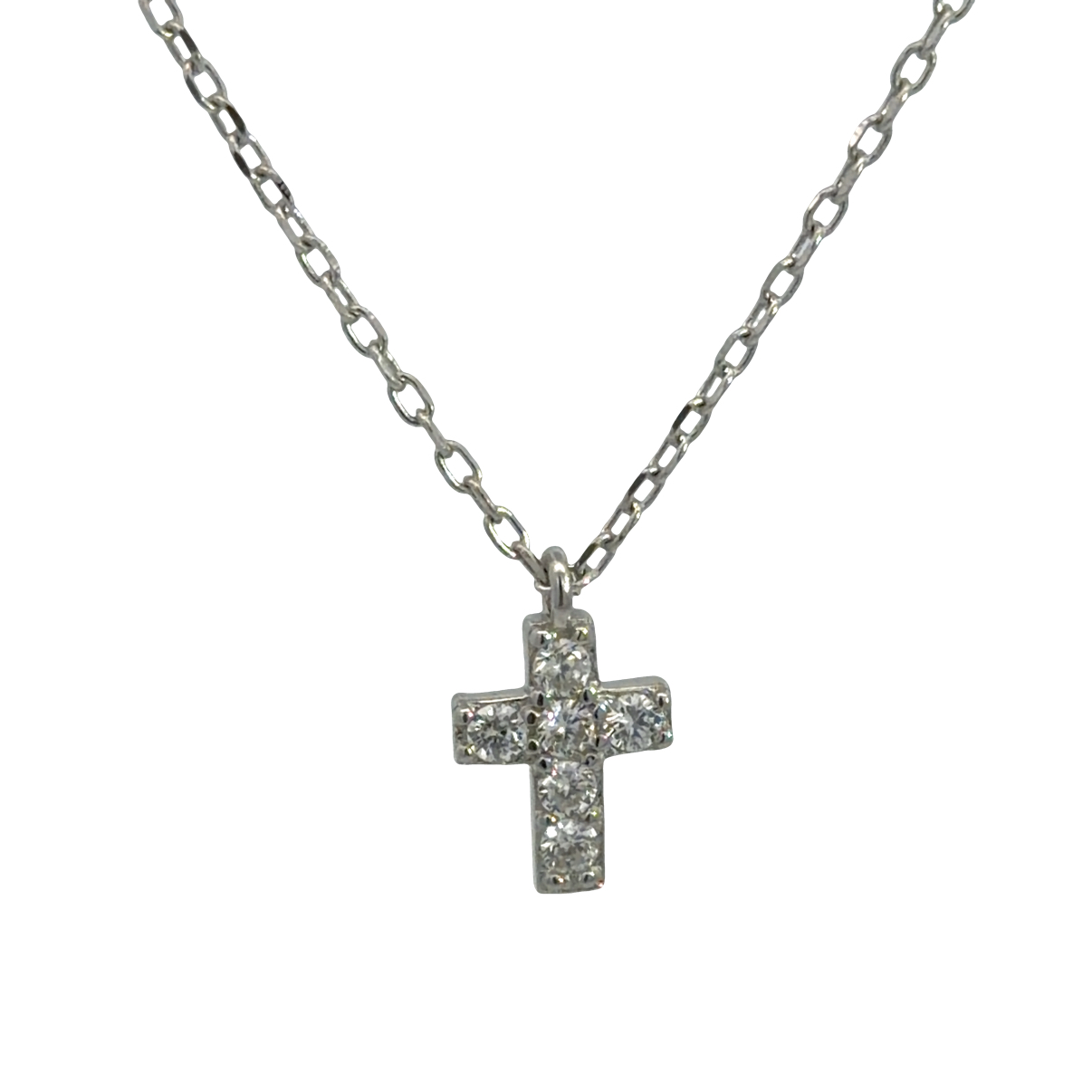 925 CZ PAVE CROSS ON ANCHOR CHAIN - 12X8 2.06g