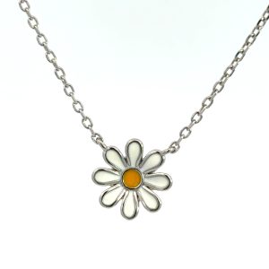 925 YEL+WH ENAMEL DAISY ON ANCHOR CHAIN  11MM 2.4g