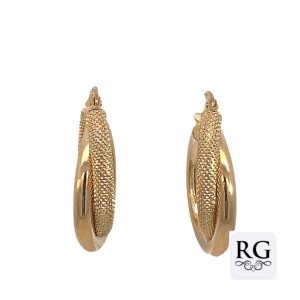9CT YG PLAIN+MESH DBL TUBE HOOPS - 23X5 - 2.5g <br/>1647