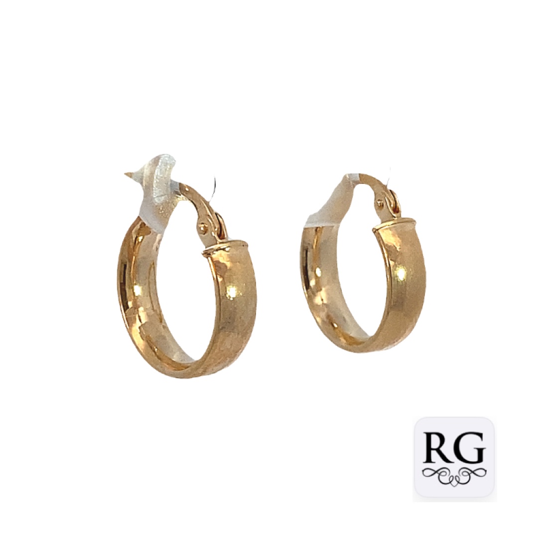 9CT YG FLAT OVAL HINGE HOOPS - 14X4 - 0.85g <br/>1648 - Image 2